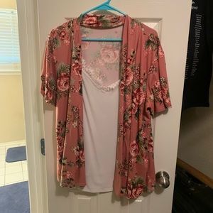 Open front shirt with sewn in camisole.